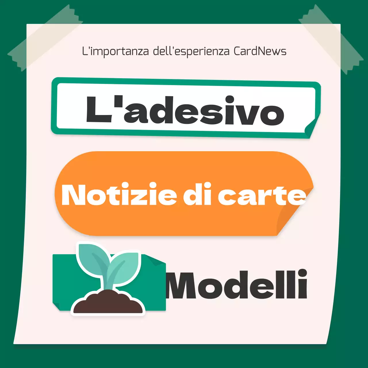 Un simpatico concetto di adesivo arancione e verde per l'ambiente CardNews