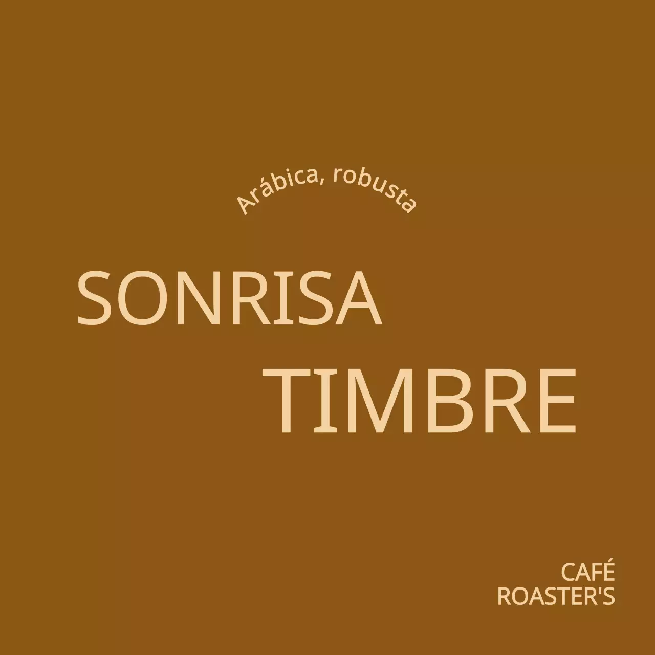 Promoción de una cafetería de concepto sencillo y exclusivo con texto en negro y beige.