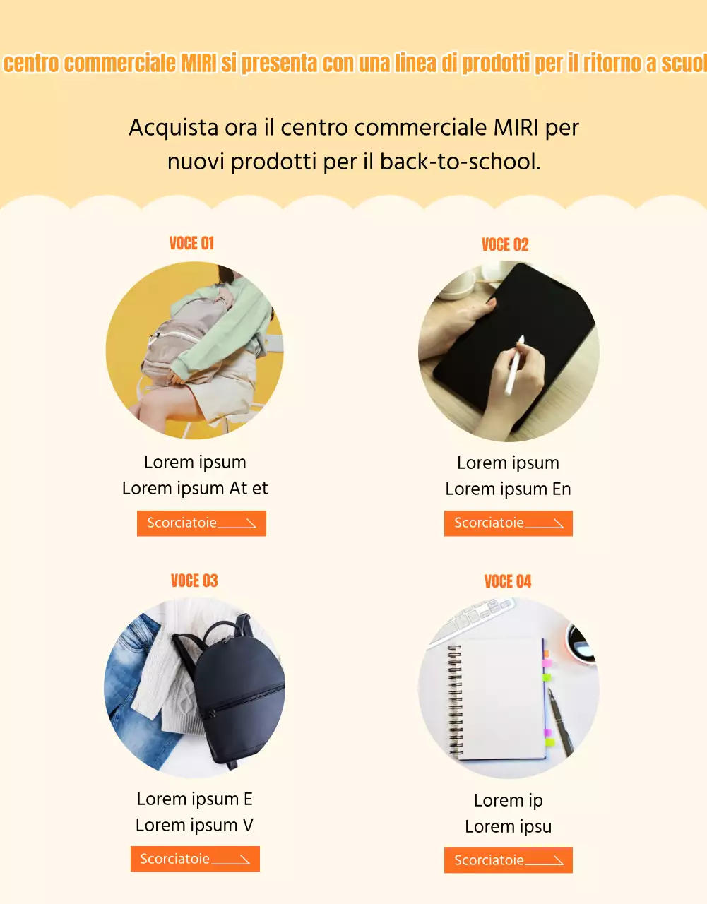 Collezione Back to School con materiale scolastico illustrato su sfondo giallo