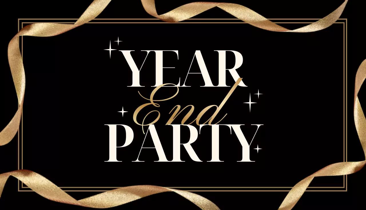 검정배경의 금색 포인트가 들어간 송년회 파티 이벤트 복권