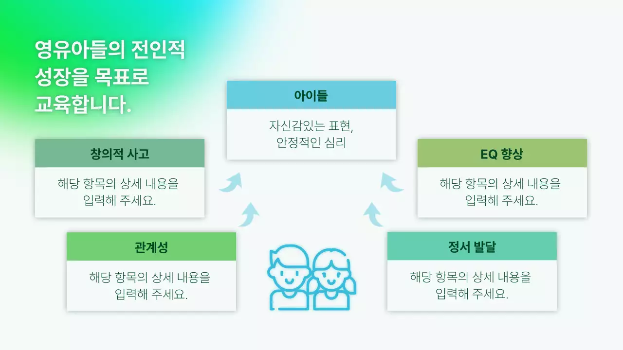초록색과 하늘색의 심플한 강사 포트폴리오 발표자료