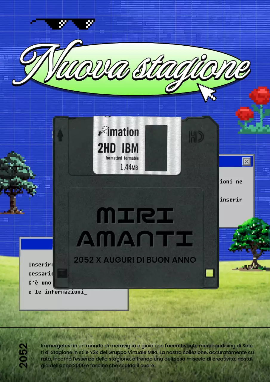 Promuovere un saluto di stagione kitsch in blu e chartreuse