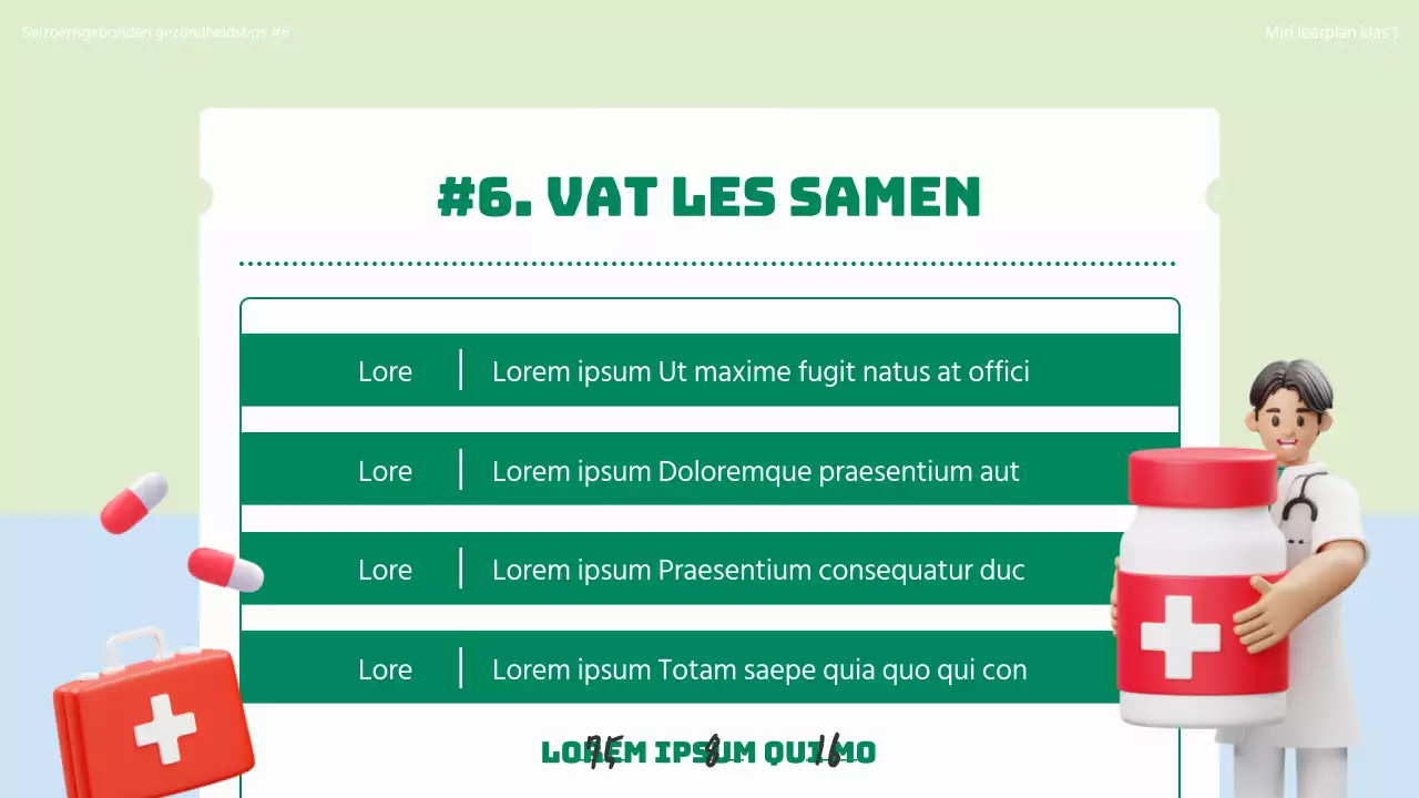 Inleiding tot het concept van seizoensgebonden gezondheidszorg met 3D-illustraties in chartreuse en lichtblauw.