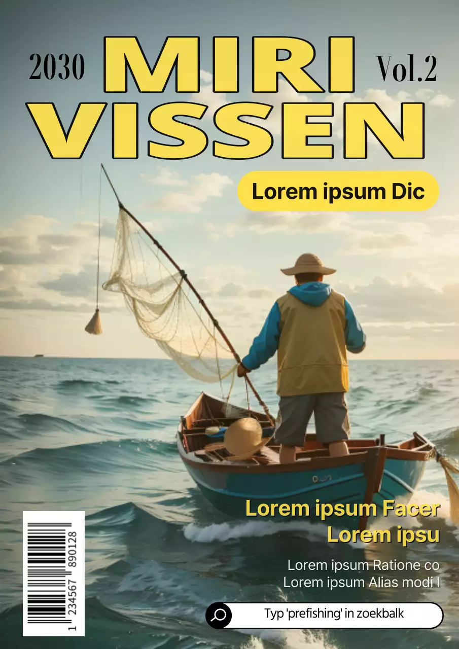 Modern maandelijks visblad in geel en lichtblauw