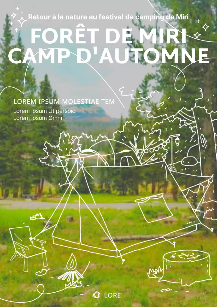 Dessin au trait vert citron vert camping