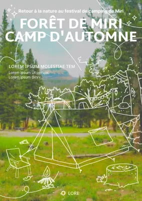 Dessin au trait vert citron vert camping