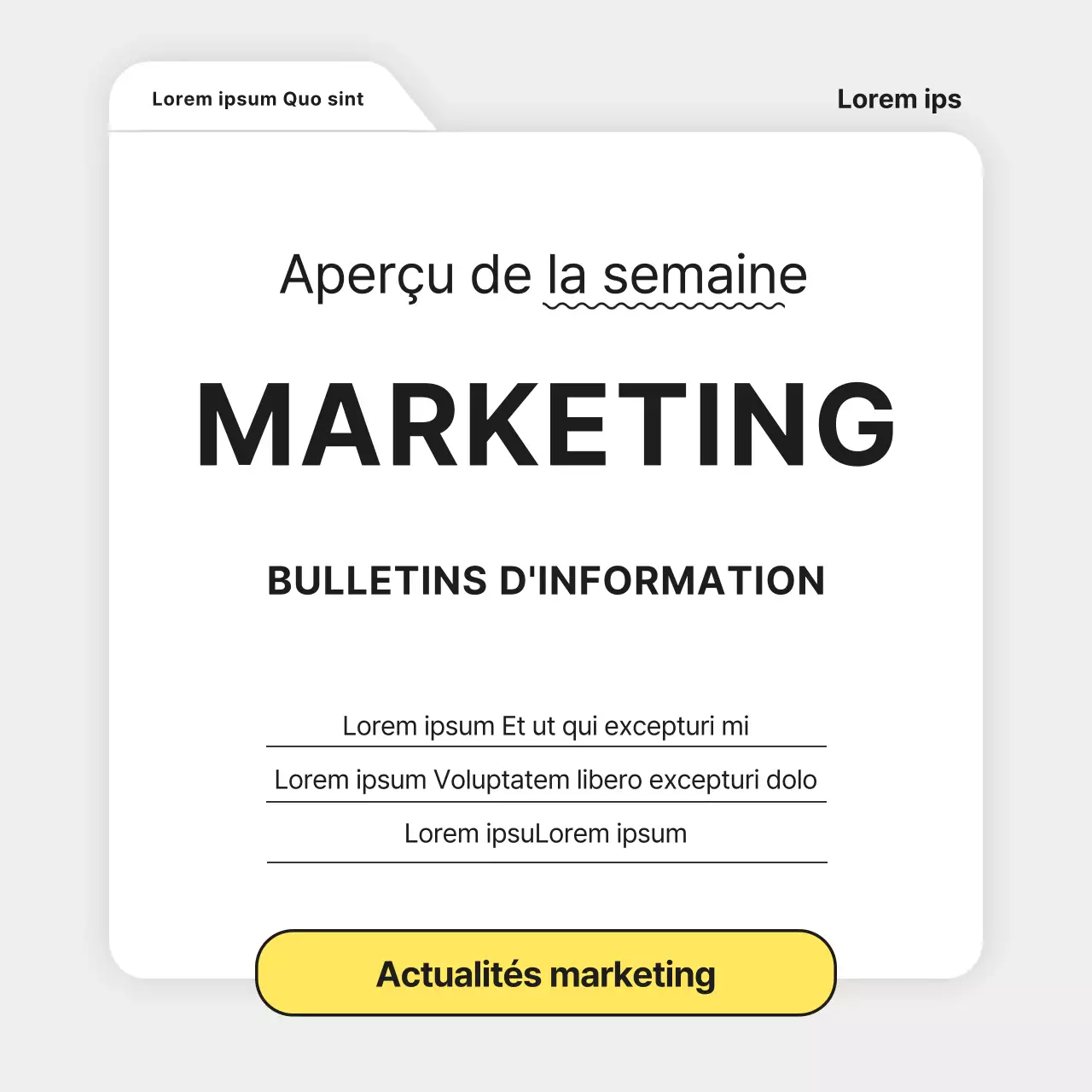 Lettre d'information marketing grise et simple