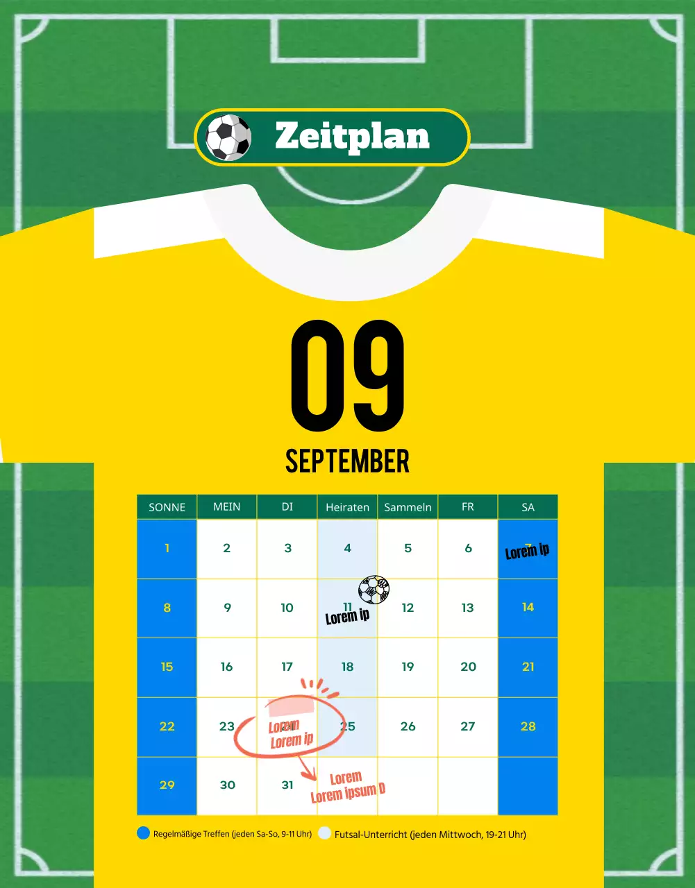 Rekrutierung für die grün-gelbe Frauenfußballmannschaft