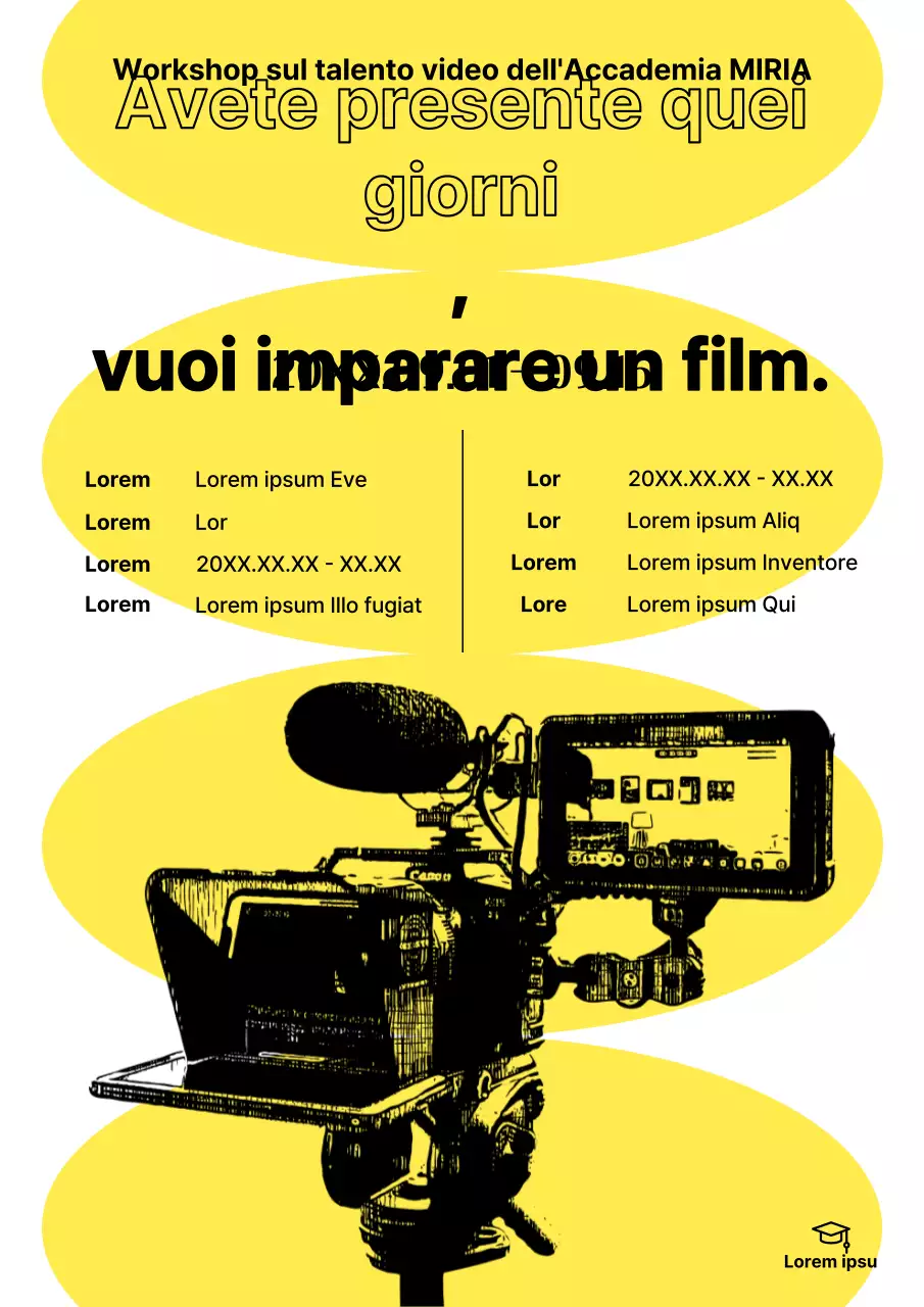 Workshop video sul disegno a matita gialla e nera