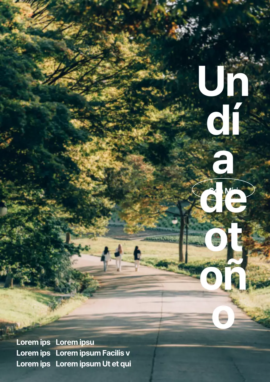 Una representación otoñal acentuada con nítidas fotografías del bosque y un atrevido diseño tipográfico.