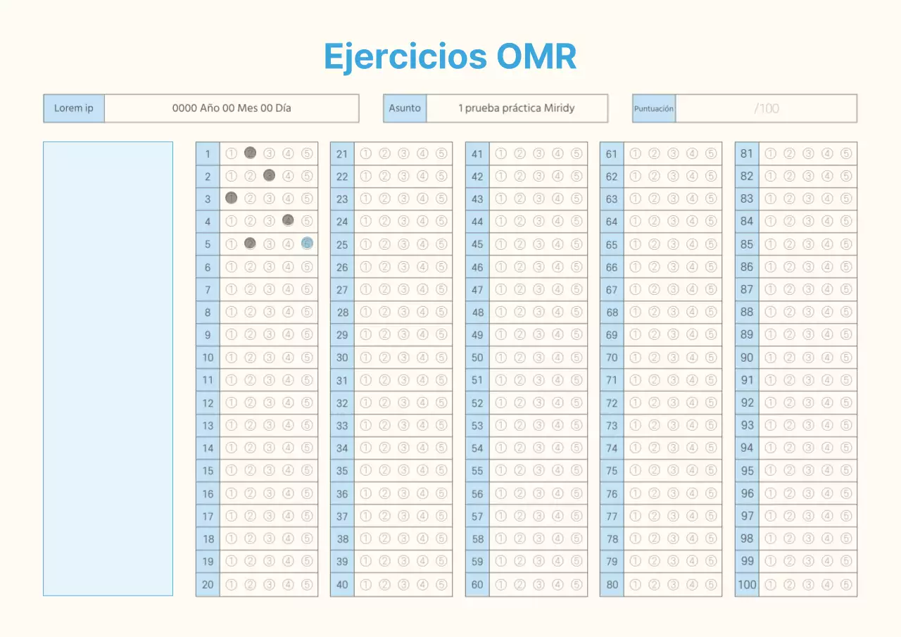 Material de formación sencillo OMRCheck en azul claro y marfil