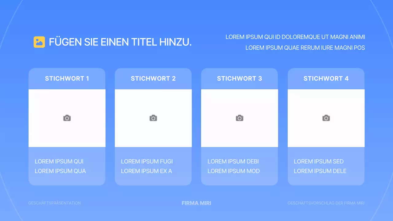 Eine einfache Geschäftspräsentation in Blau und Gelb