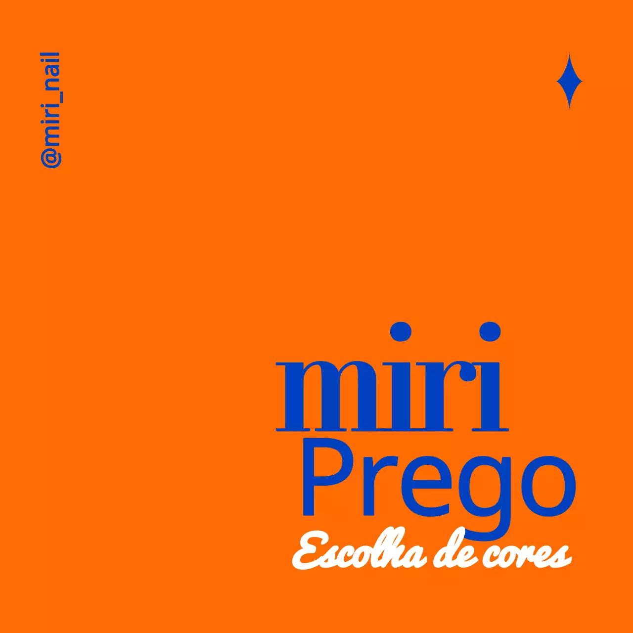 Promoção de uma loja de nail art com texto em azul e laranja