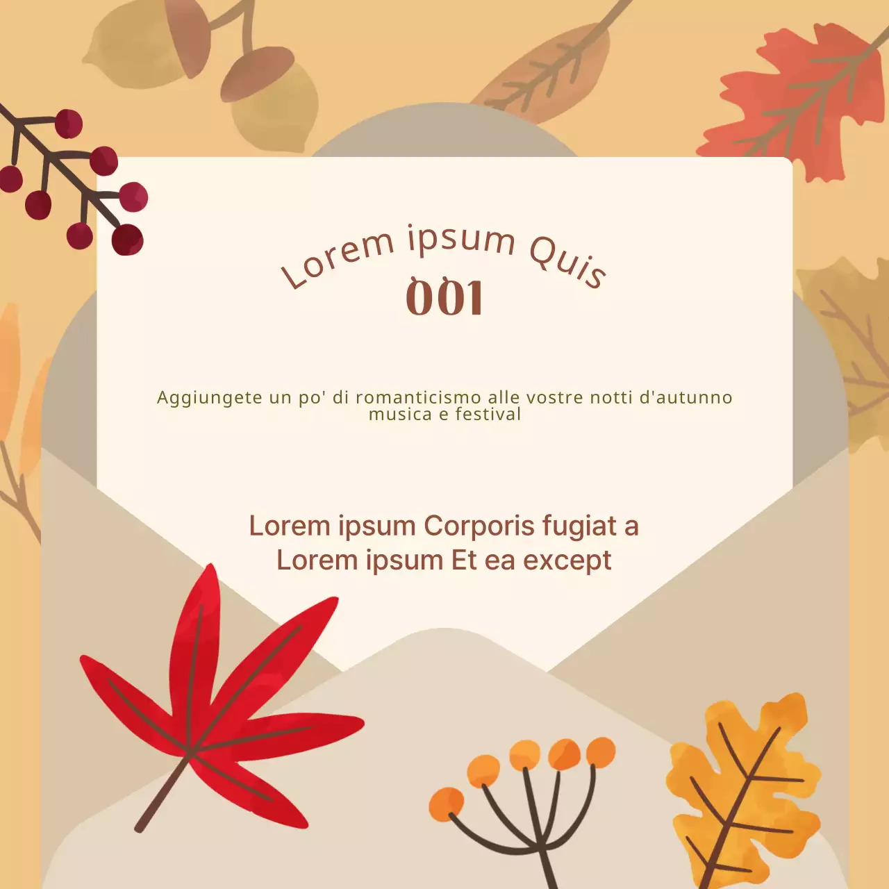 Illustrazione beige e autunnale di un festival musicale