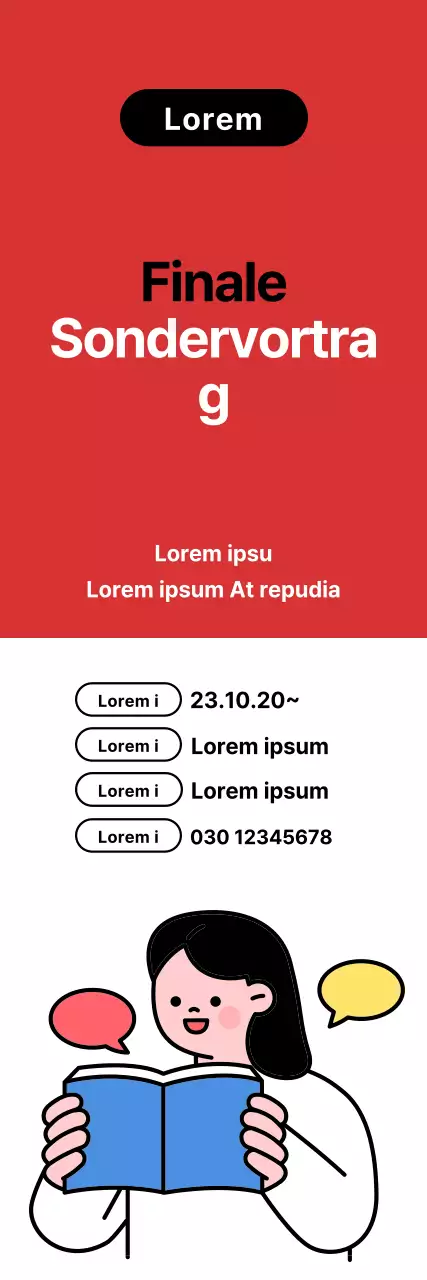 Förderung von Abschlussprüfungs-Specials mit kontrastierenden roten und weißen Highlights