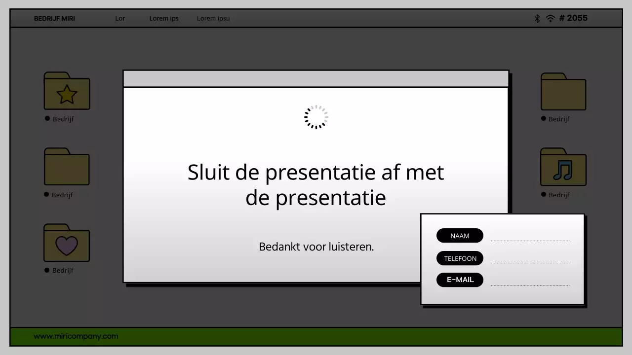 Eenvoudige computer desktop UI in grijs en chartreuse Bedrijfsprofiel