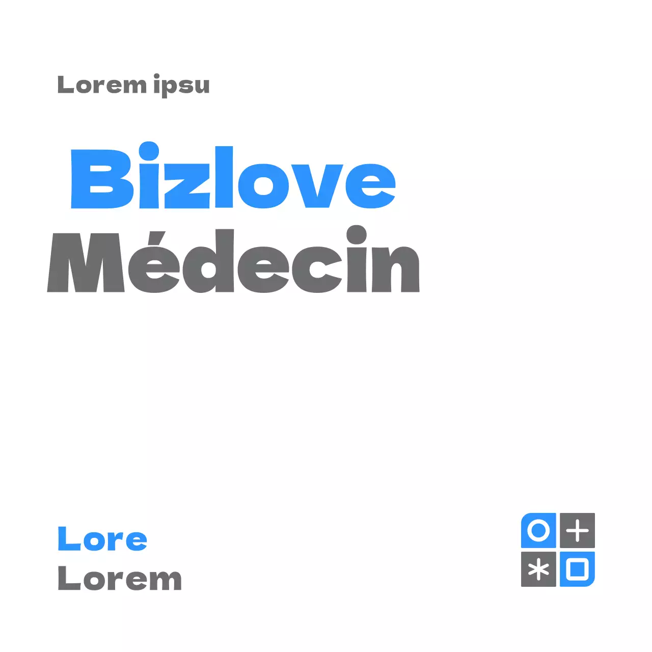 Un design simple avec un logo bleu et gris et le nom du cabinet.