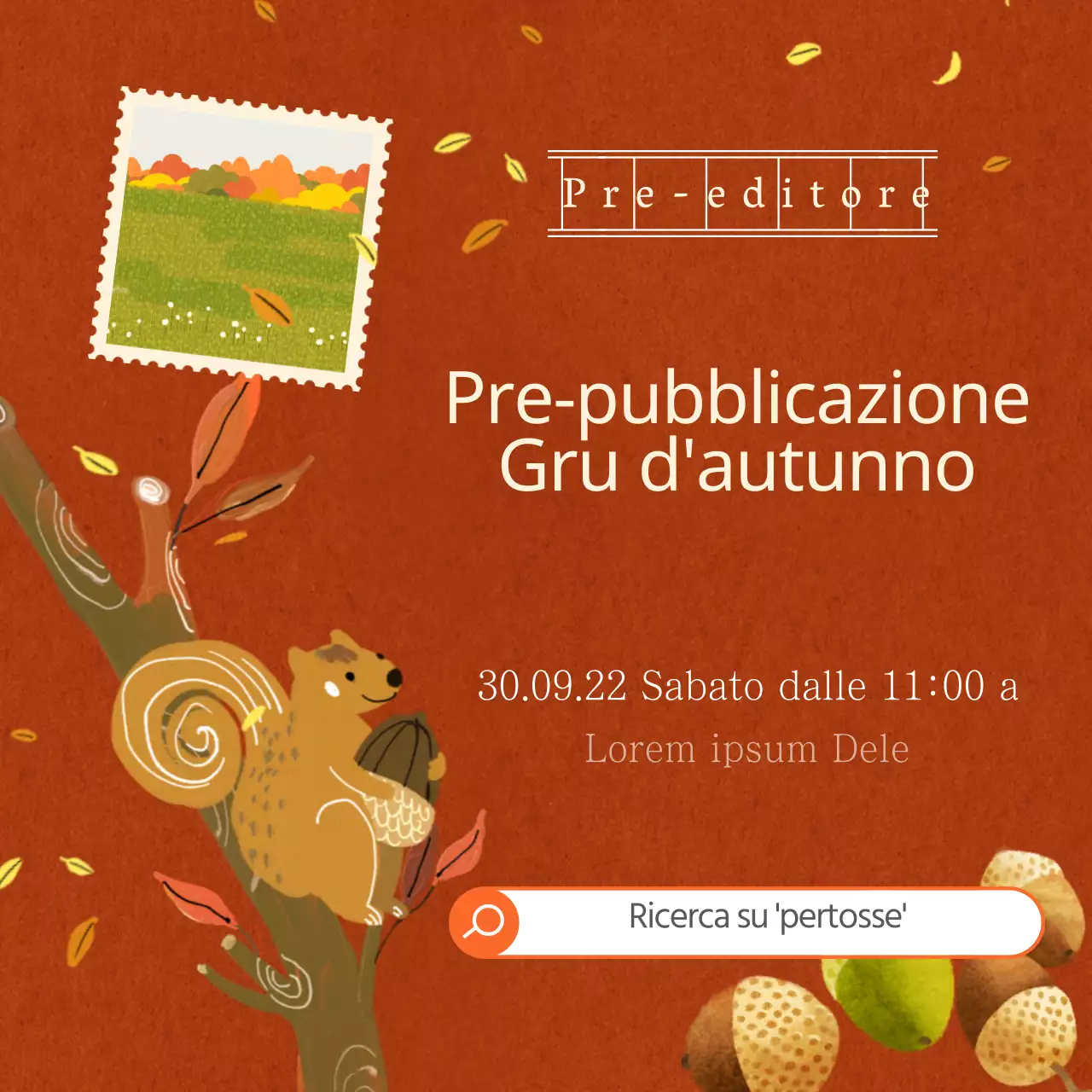 Illustrazioni autunnali di gru a volo d'uccello in acquerello marrone