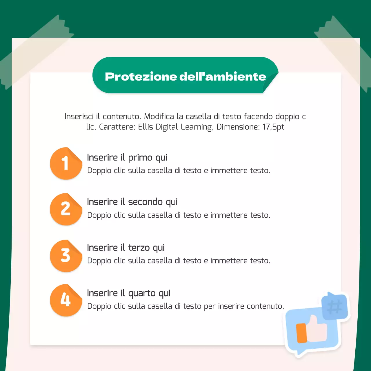 Un simpatico concetto di adesivo arancione e verde per l'ambiente CardNews