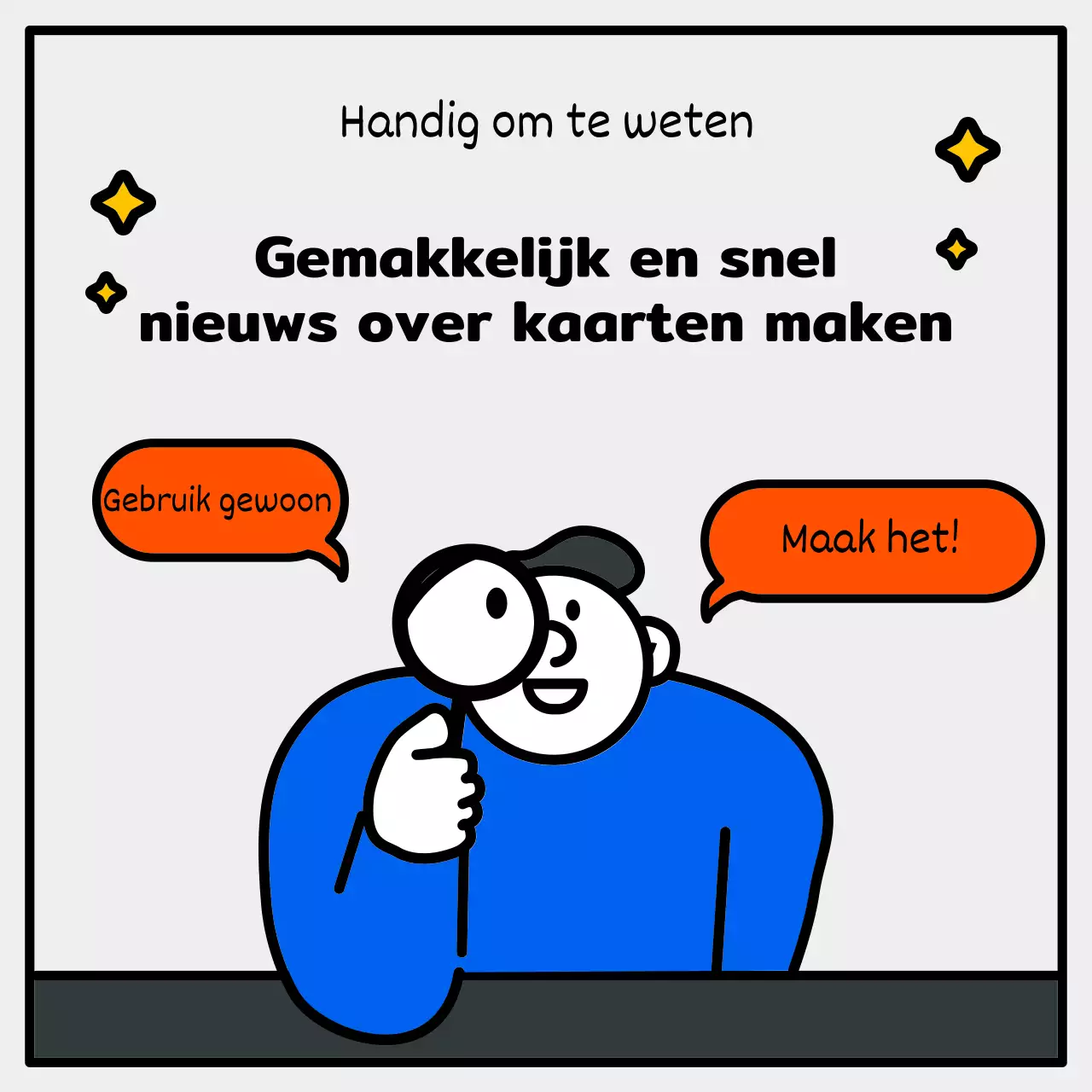 Basic en schattige illustratie met blauwe, rode en gele accenten