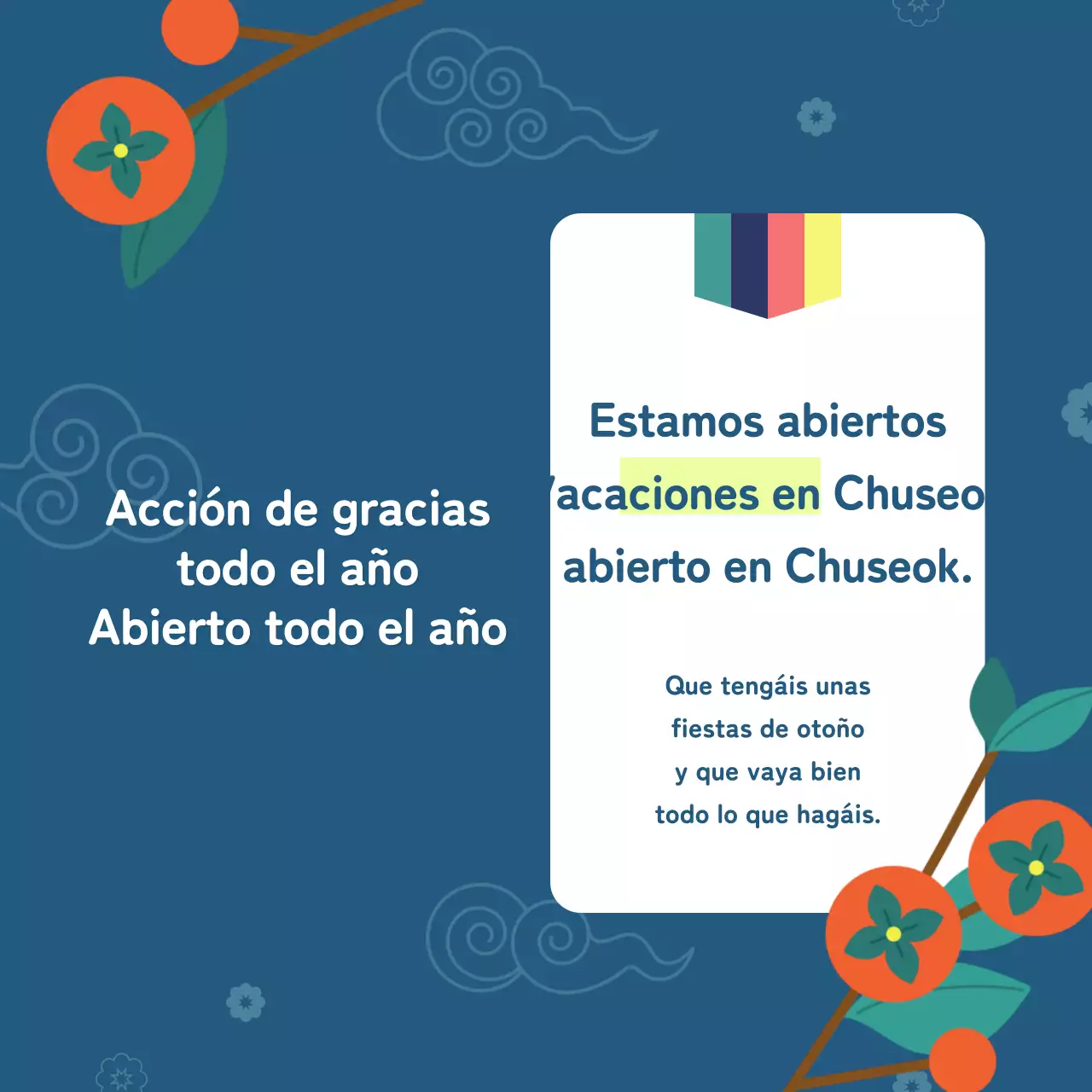 Anuncio de Chuseok con motivo tradicional y detalles en chartreuse