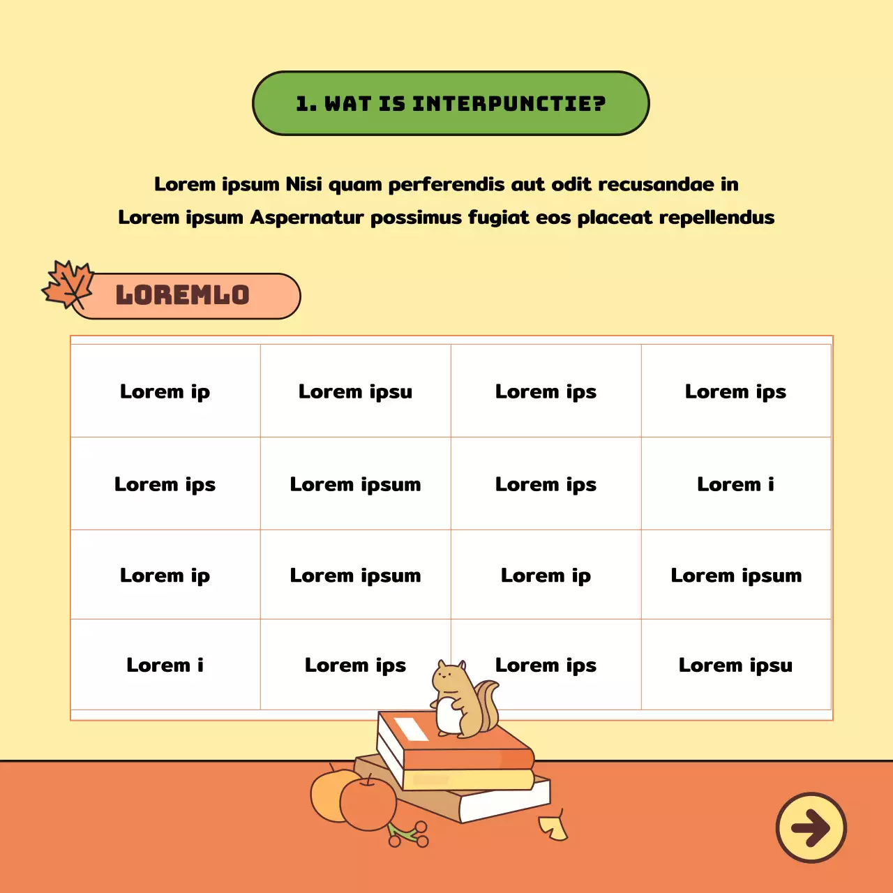 Koreaans lesmateriaal met schattige illustraties in geel en oranje