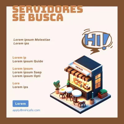 Un anuncio de contratación de baristas limpio, beige y marrón