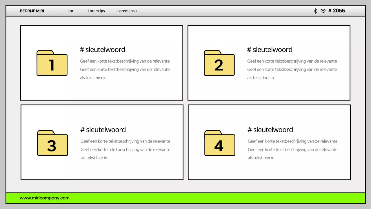 Eenvoudige computer desktop UI in grijs en chartreuse Bedrijfsprofiel