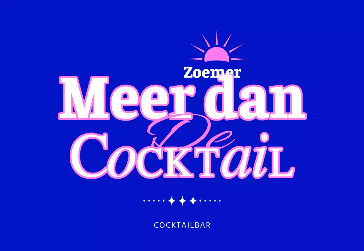 Promoot een cocktailbar met een blauwe en roze zonillustratie