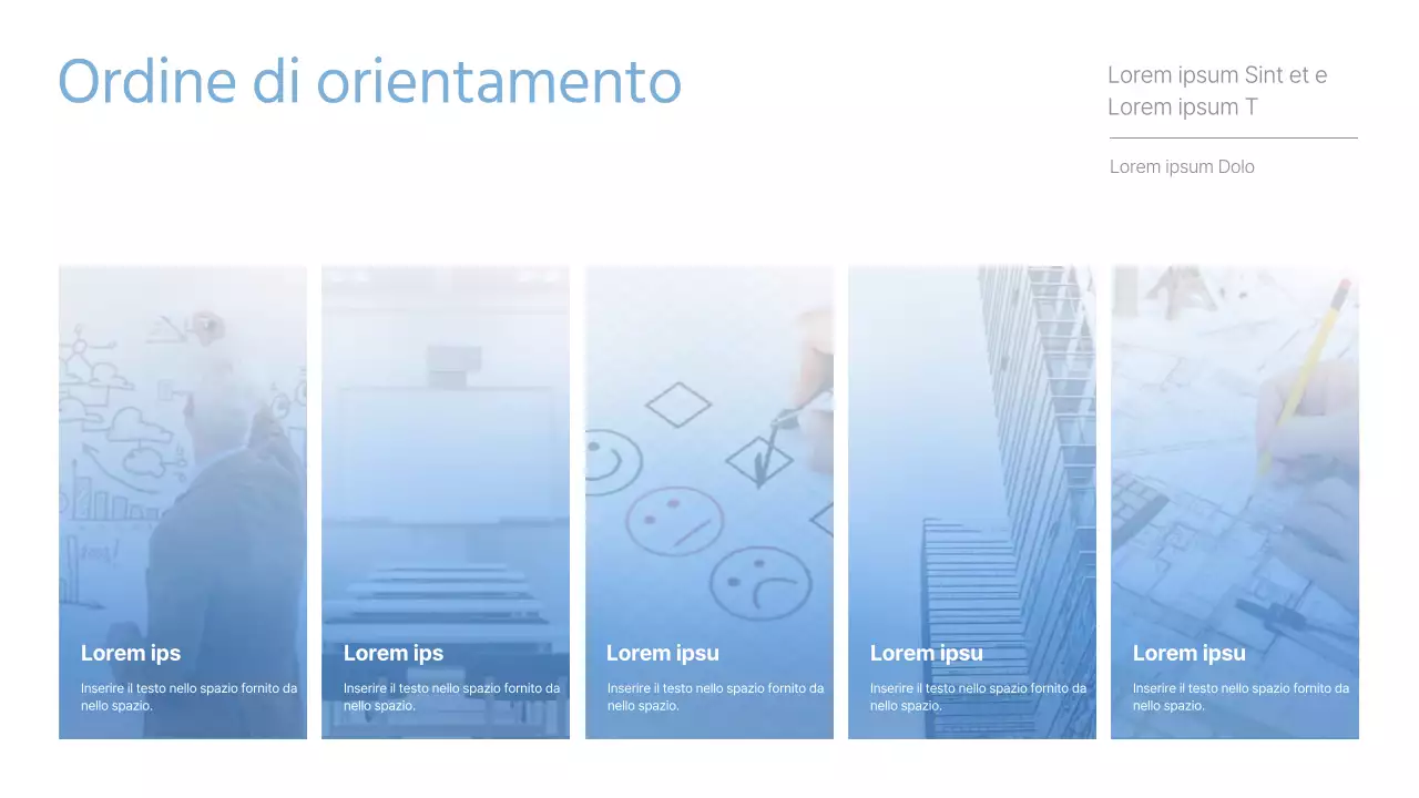 Orientamento del corso utilizzando una foto con un gradiente azzurro e bianco