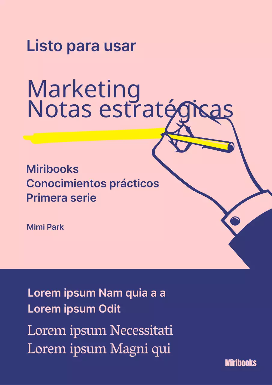 Una nota de estrategia de marketing limpia y monocromática en rosa azul marino
