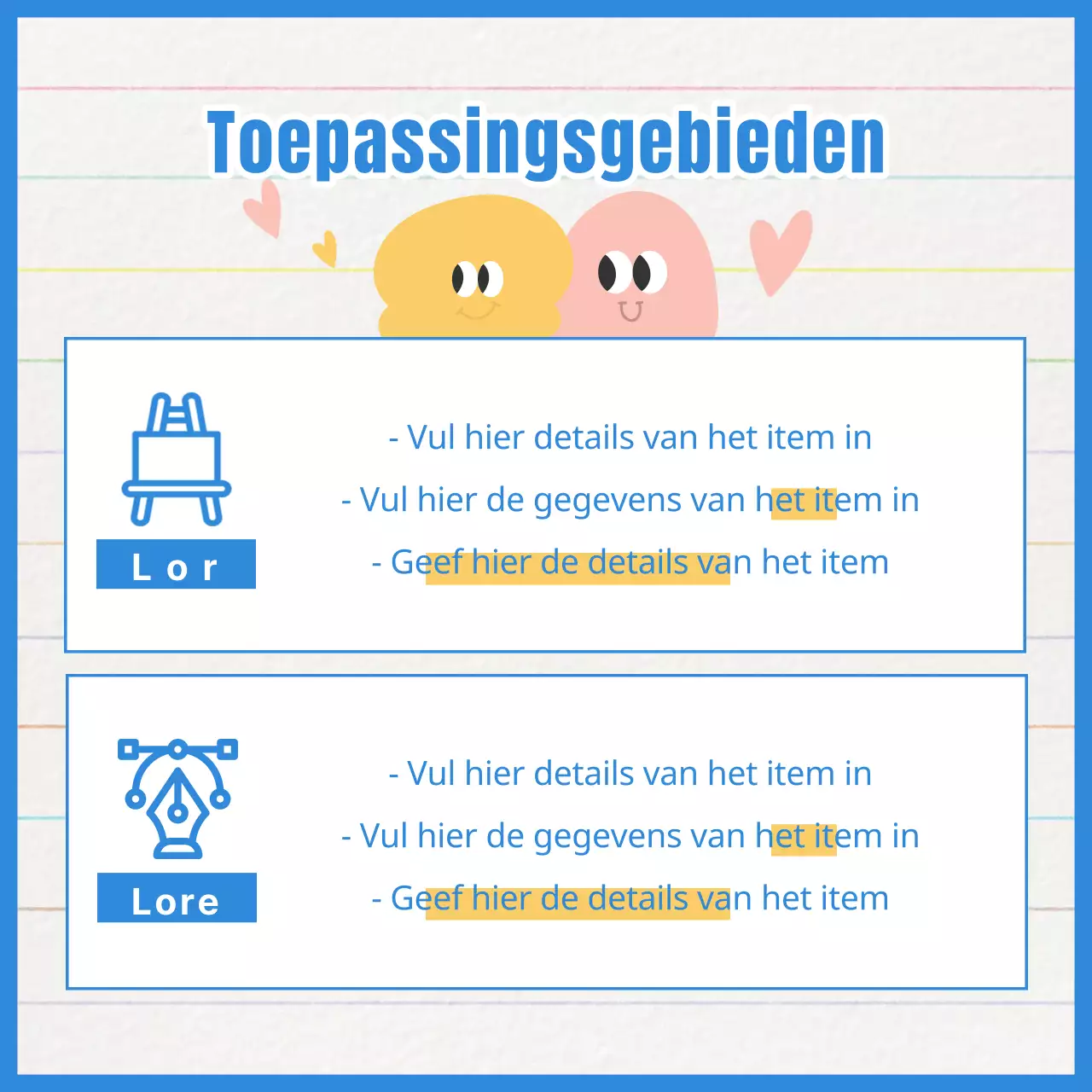 Bevorder een geel en blauw minimalistisch karakter wedstrijd