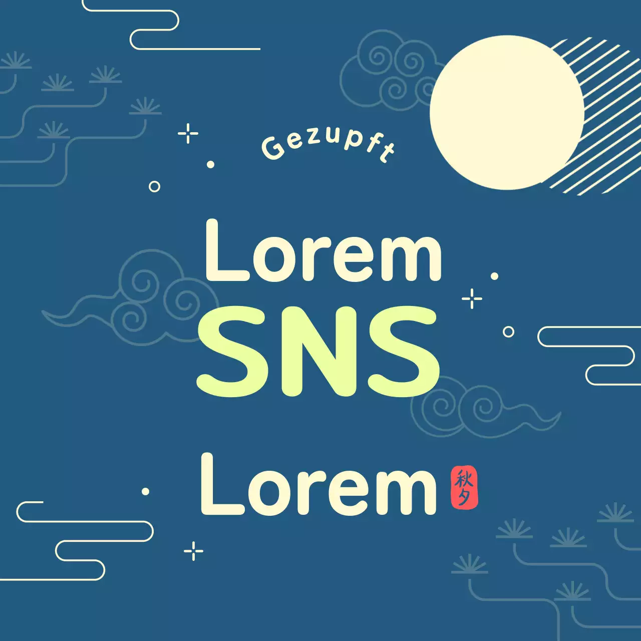 Chuseok-Ankündigung in traditionellem Muster mit Chartreuse-Akzenten