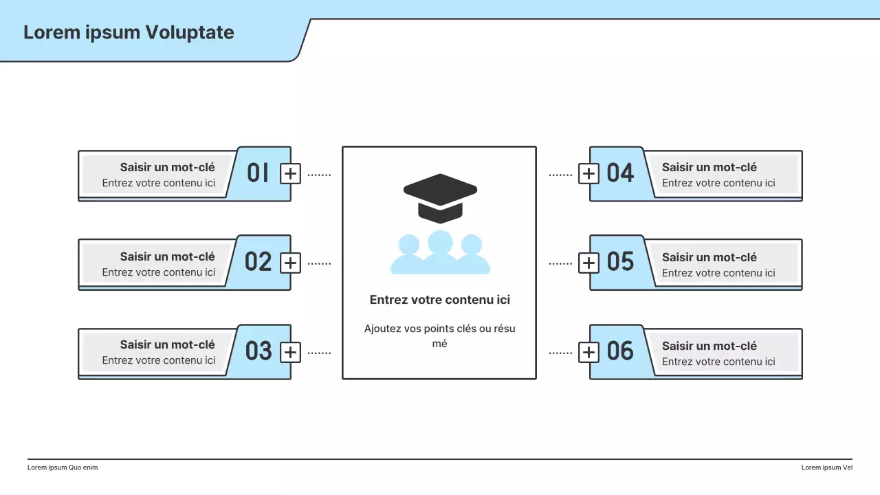 Une proposition politique avec une illustration claire en bleu clair et une forme de point d'indice.