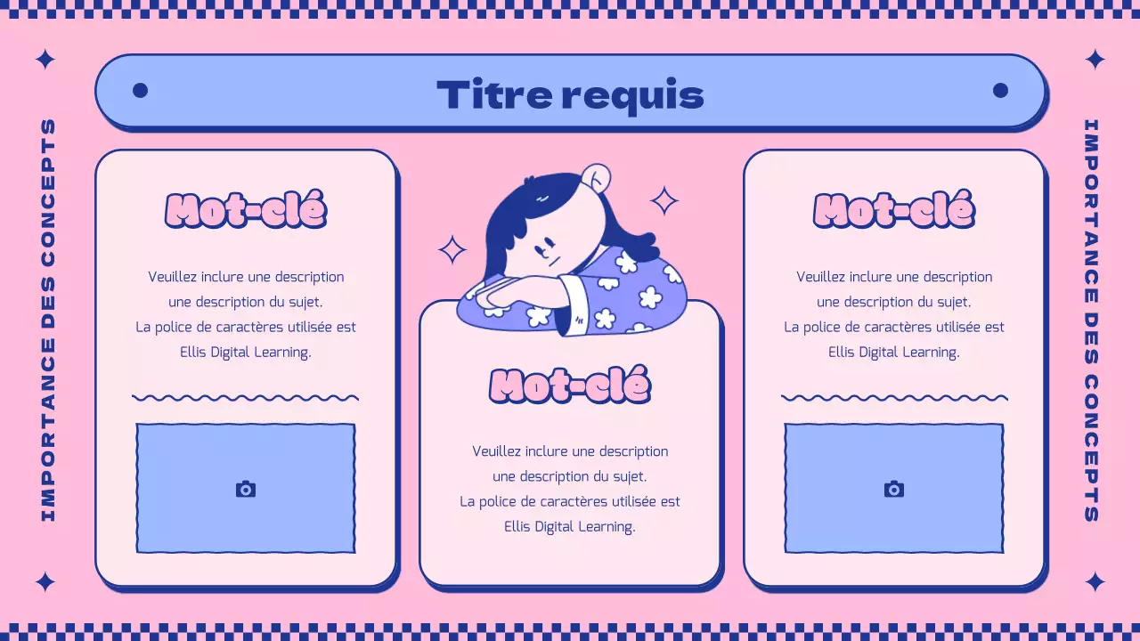 Introduire le concept de mignons personnages roses et violets