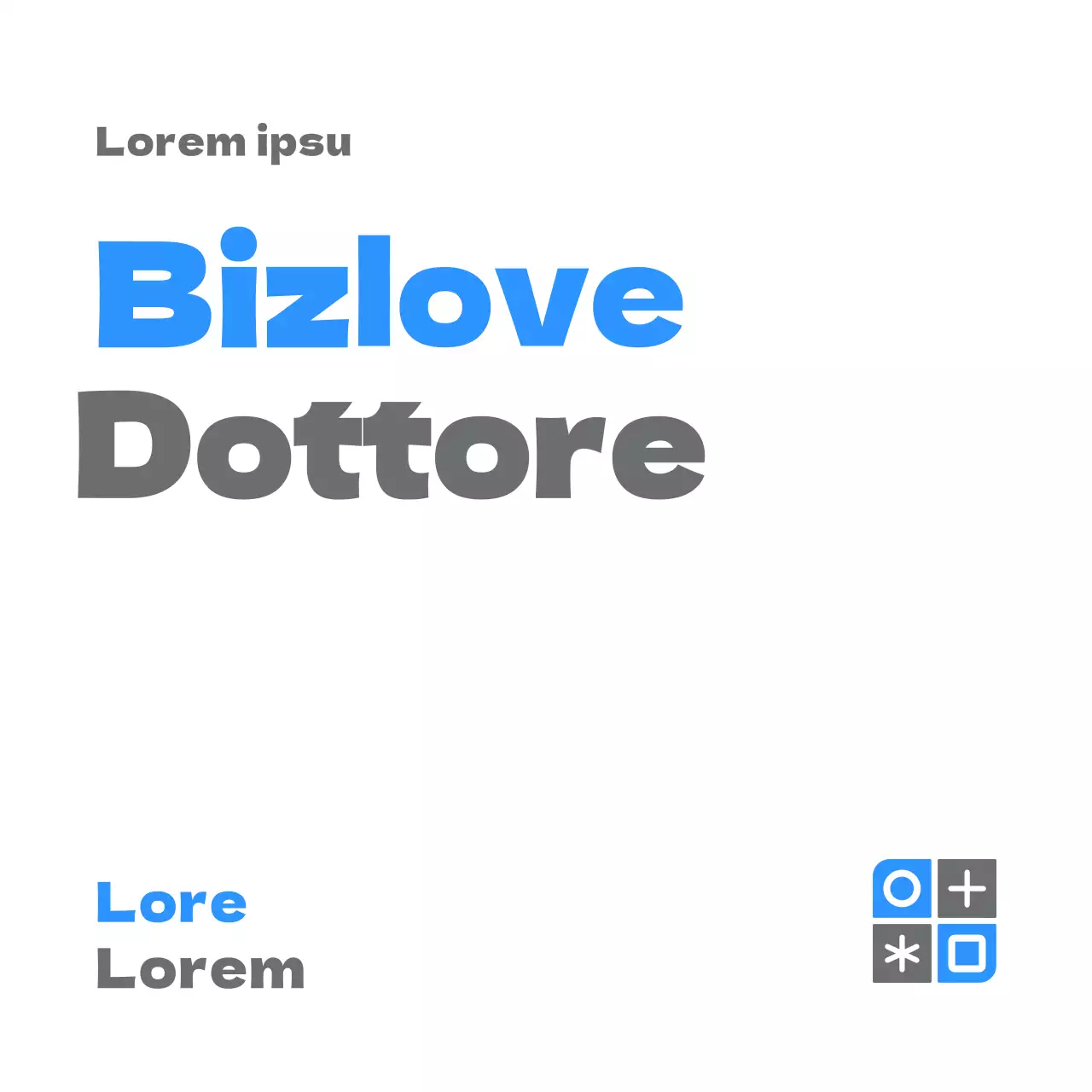 Un design semplice con un logo blu e grigio e il nome dello studio.