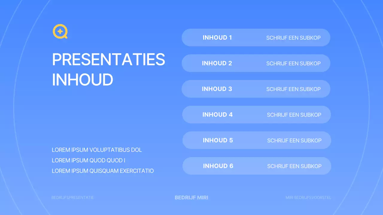 Een eenvoudige zakelijke presentatie in blauw en geel