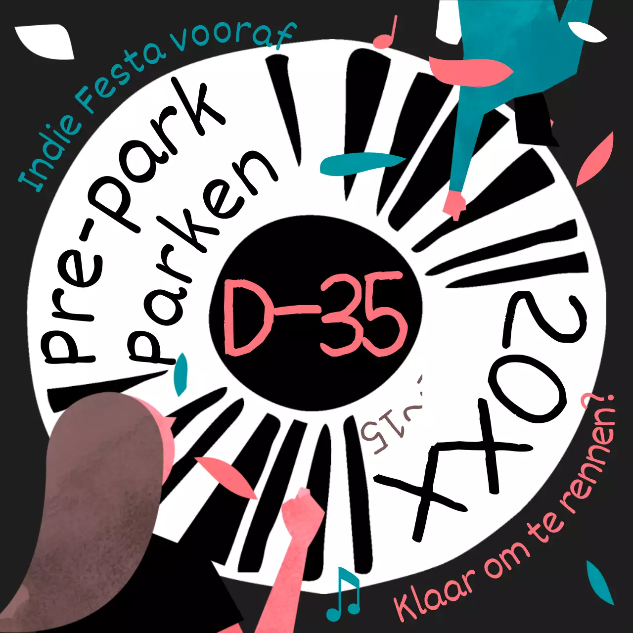 Promoot het festival met zwarte en roze popart