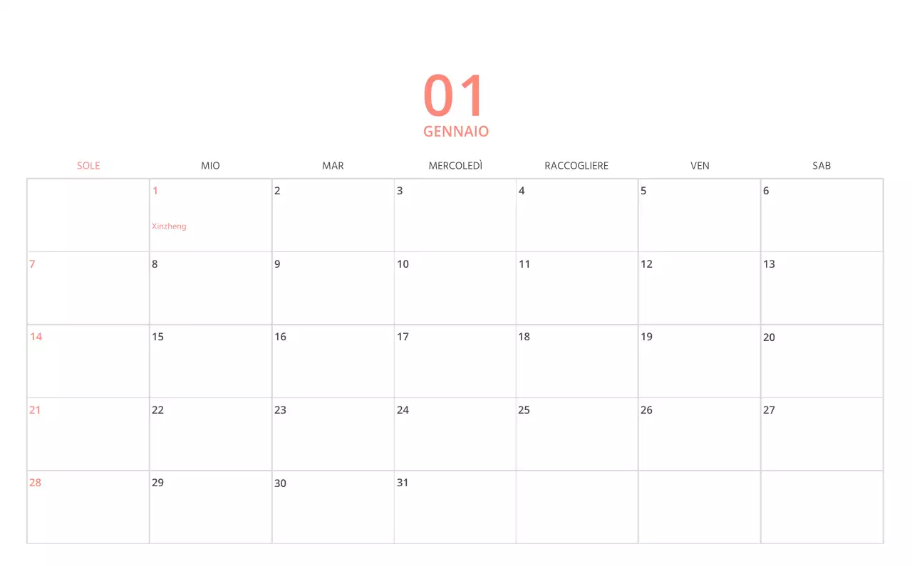 Simpatico calendario da tavolo illustrato verde a tema famiglia