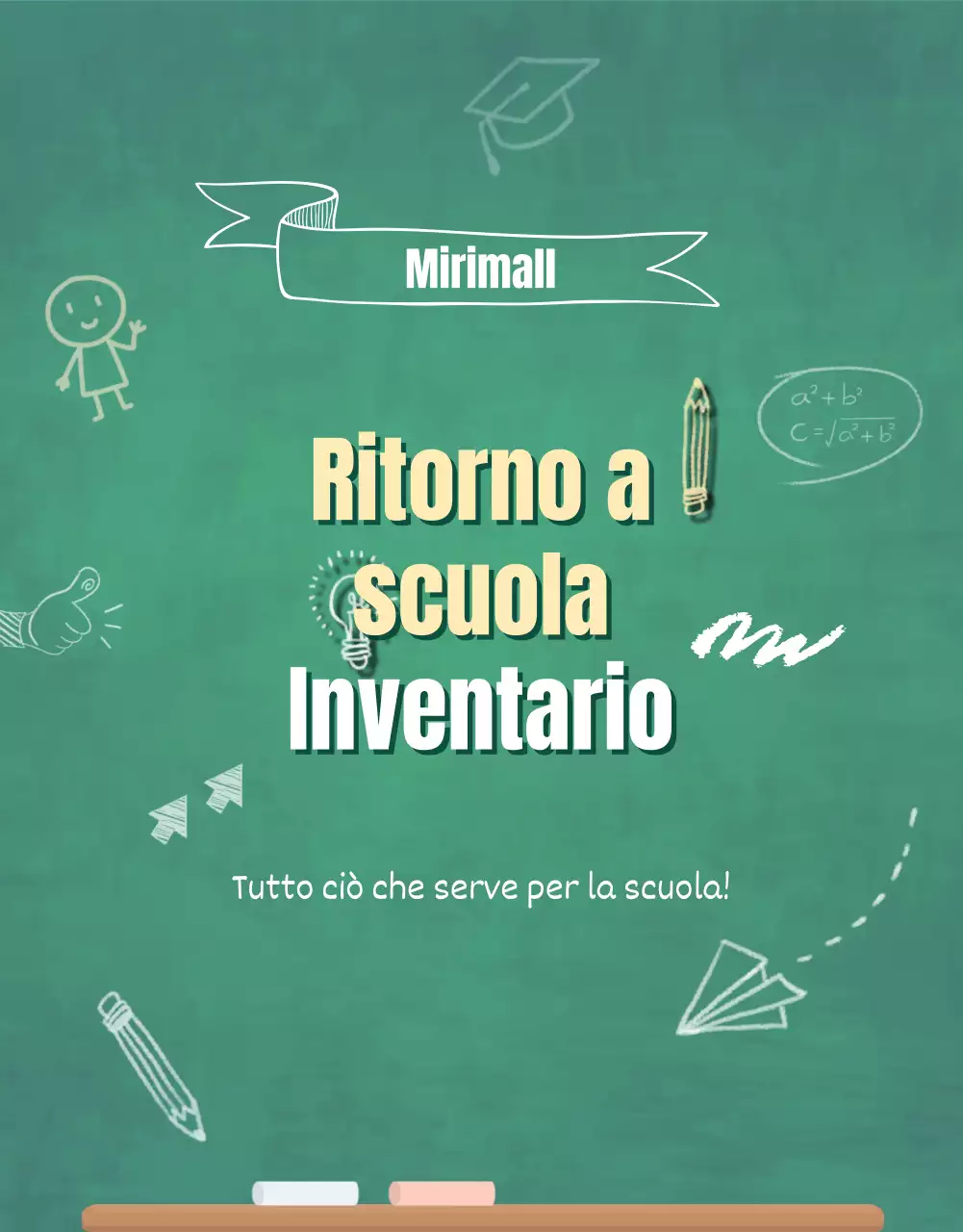 Accessori per il ritorno a scuola con uno sfondo verde lavagna