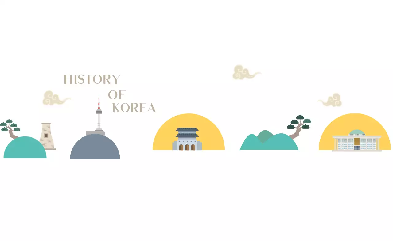 심플한 일러스트와 알록 달록한 도형이 있는 매력적인 관광 굿즈