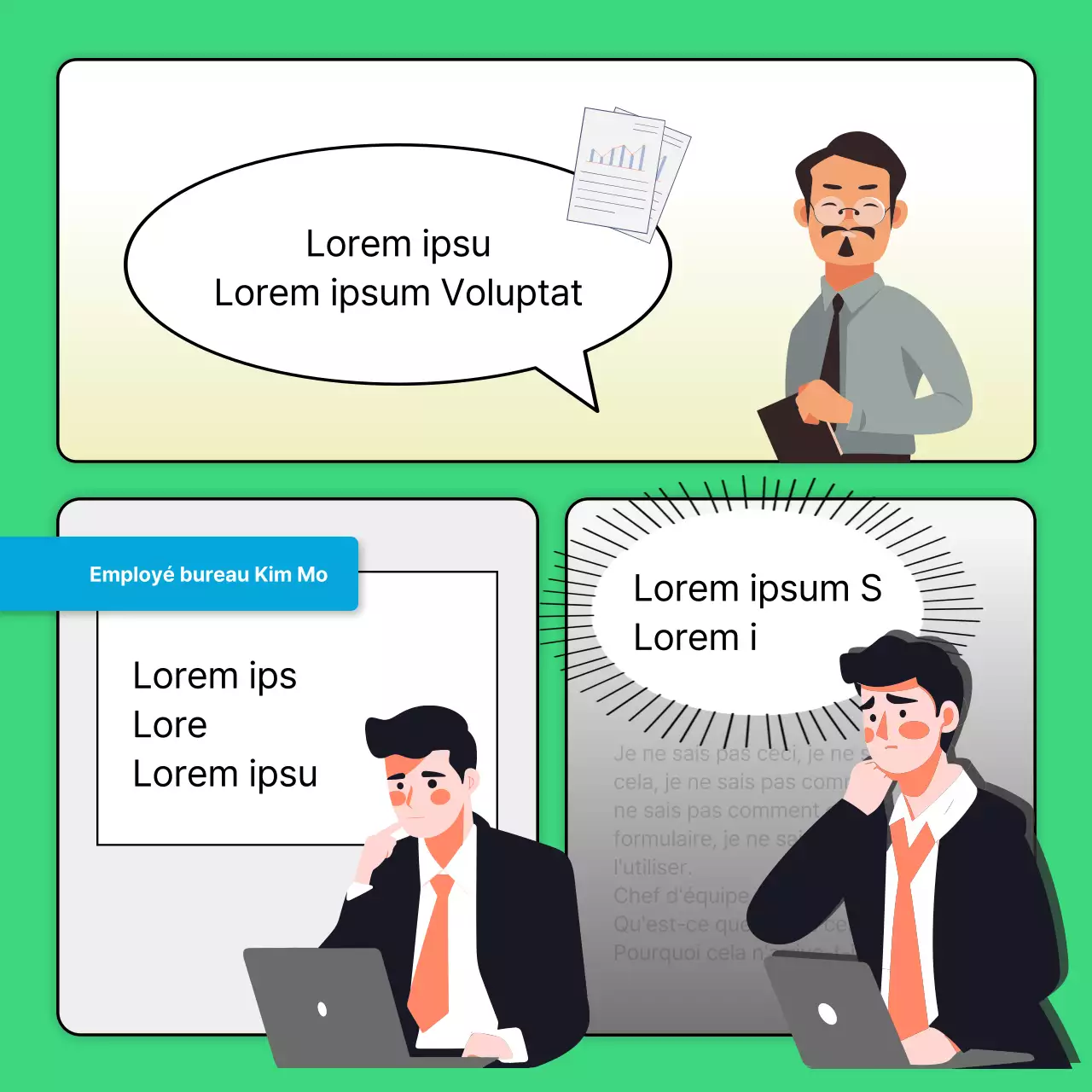 Publicité promotionnelle simple en vert et en bleu sur un pré-canvas