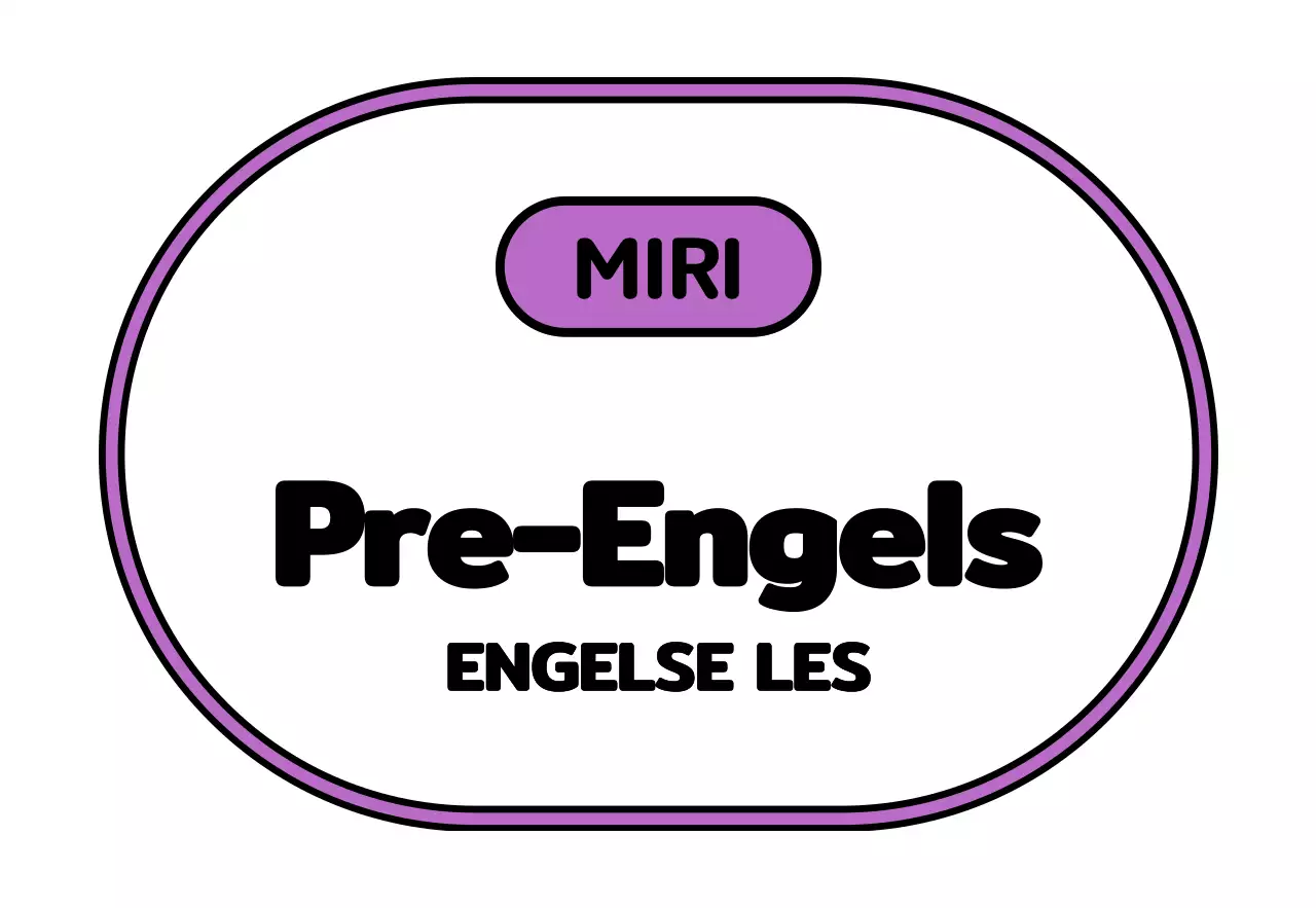 Een eenvoudig schoolbord met zwarte, witte, groene en paarse voor-Engelse tekst en omkaderde illustraties.