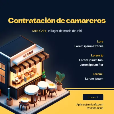 Limpia guía de contratación de baristas con fondo azul marino y amarillo combinado V2