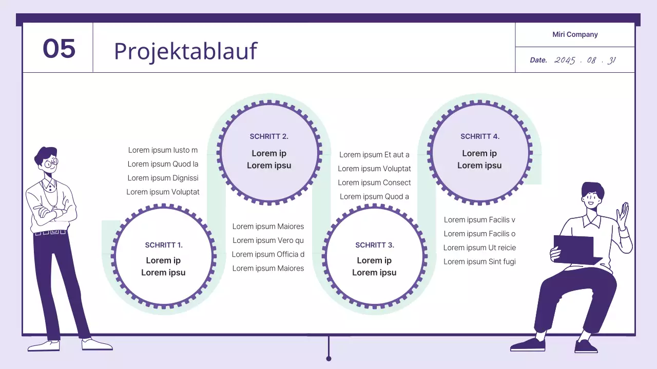 Ein Vorschlag mit lilafarbenen und mintfarbenen Radelementen
