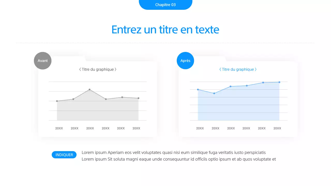 Une présentation commerciale simple en blanc et bleu