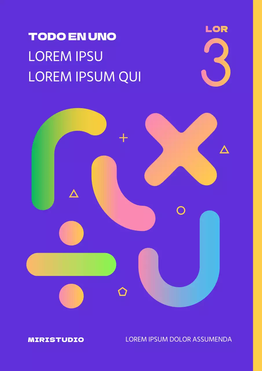 Un toque de morado y amarillo para la portada de un libro de matemáticas escolar