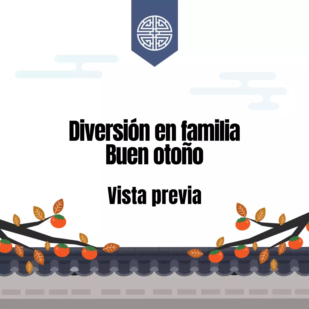 Felicitaciones de mediados de otoño con banderas tradicionales de tonos azules y caquis