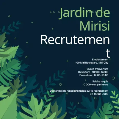 Avis de recrutement sur le thème de la nature avec un fond vert et des points de texte vert lime V2