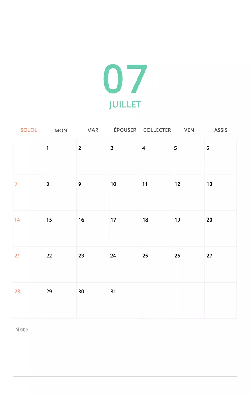 Calendrier de bureau illustré vert sur le thème de la famille